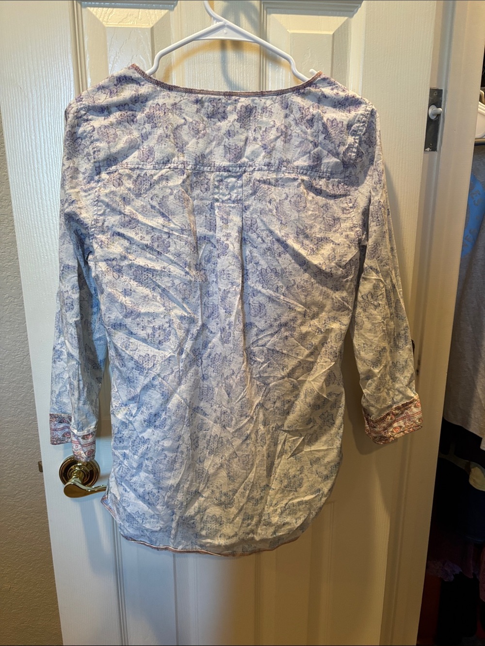 Carbon 2 Cobalt Women's Botanic Tunic Top XS Blue White Floral Cotton Modal Boho - Picture 6 of 6